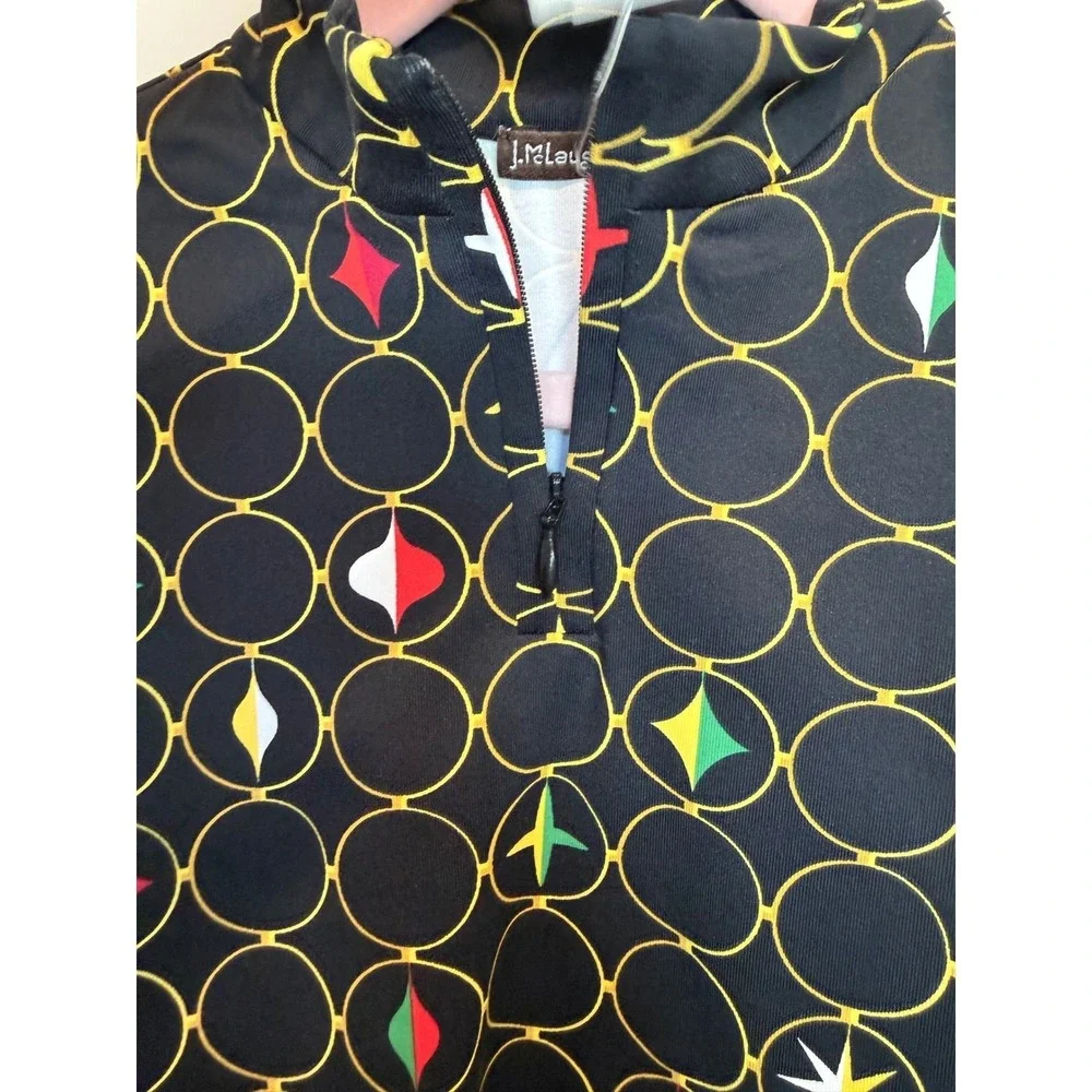 7. J.McLaughlin Kids Bedford Top Black Gold Merriment Geo Quarter Zip Size 4 NWT